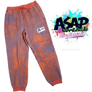 A$AP Worldwide X Russell Athletic Orange Purple Skull Print Joggers Size Small